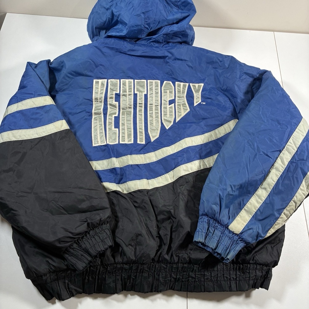 Vintage 90s Kentucky Wildcats Puffer Jacket XL Double Sided Jerzees Spell Out